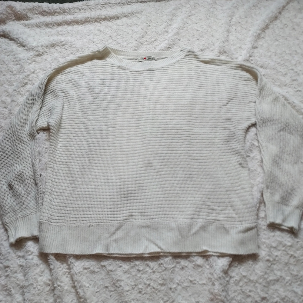 Love Change Italy cream sweater button detailed back Large Grunge Loose Fit Boxy